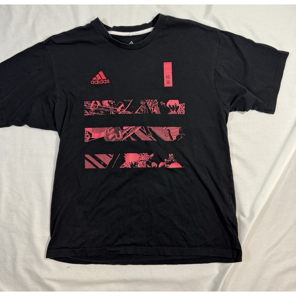 Adidas Men's Captain Tsubasa # 10 Manga Football Soccer Black T-Shirt Sz Medium